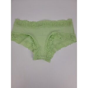PINK Victoria's Secret Ribbed Lace Trim Cheeky Panty Mint Green XS NEW